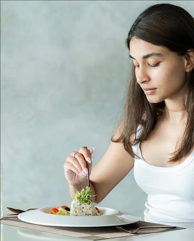 Guest enjoying healing meal